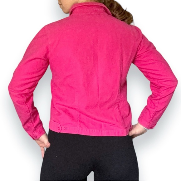 Lands’ End Hot Pink Baumwolle Button Down Shacket Small Cotton Flannel - Picture 3 of 15